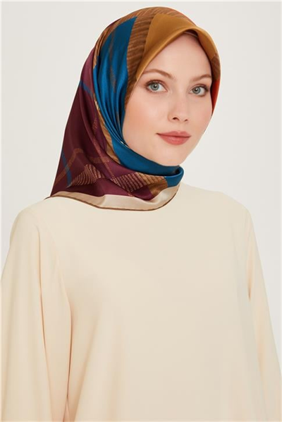 Armine Geometrik Desenli Sura Saf İpek Eşarp 9206D 10