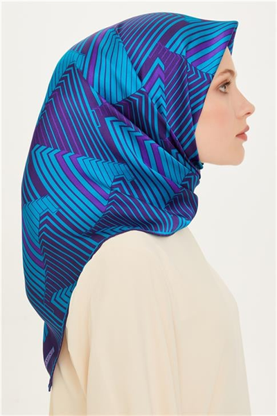Armine Geometrik Desenli Sura Saf İpek Eşarp 9218D 07