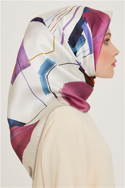 Armine Geometrik Desenli Sura Saf İpek Eşarp 9241D 82 33