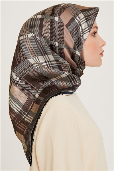 Armine Geometrik Desenli Sura Saf İpek Eşarp 9223D 33 32