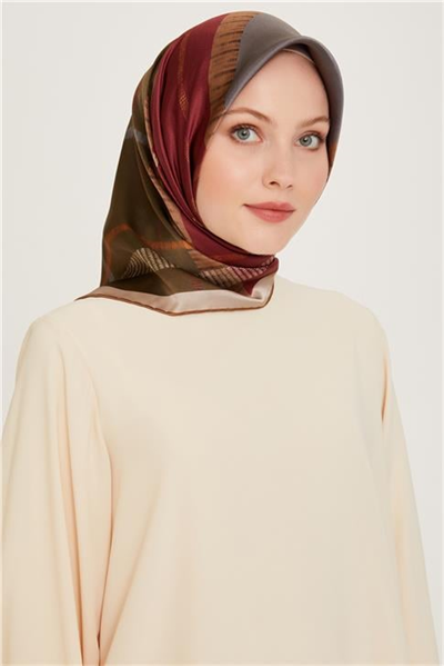 Armine Geometrik Desenli Sura Saf İpek Eşarp 9206D 07