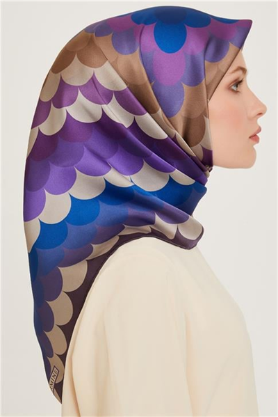 Armine Geometrik Desenli Sura Saf İpek Eşarp 9212D 06
