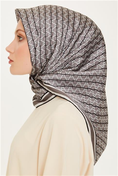 Armine Geometrik Desenli Sura Saf İpek Eşarp 9226D 81 81