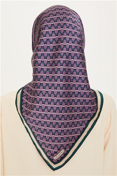 Armine Geometrik Desenli Sura Saf İpek Eşarp 9226D 81 83