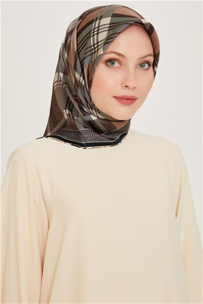 Armine Geometrik Desenli Sura Saf İpek Eşarp 9223D 33 32