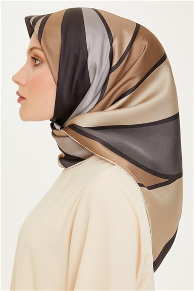 Armine Geometrik Desenli Sura Saf İpek Eşarp 9232D 84