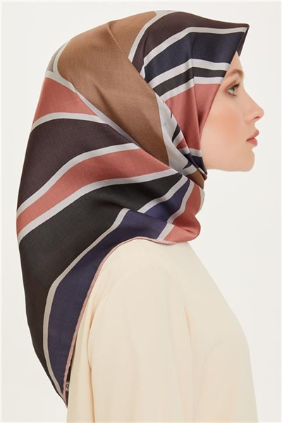 Armine Geometrik Desenli Sura Saf İpek Eşarp 9232D 85