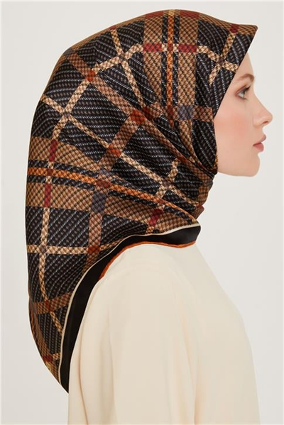 Armine Geometrik Desenli Sura Saf İpek Eşarp 9247D 36