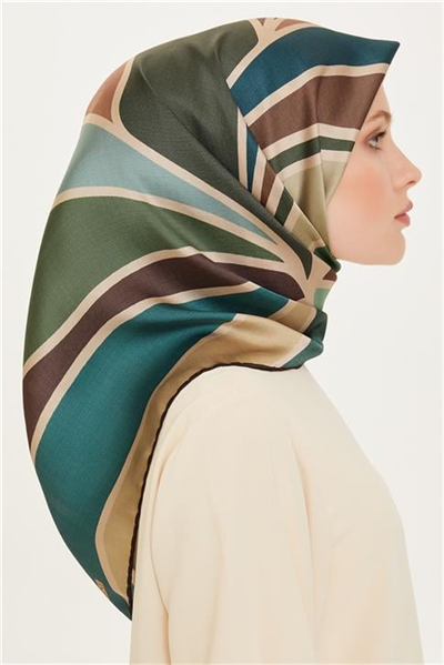 Armine Geometrik Desenli Sura Saf İpek Eşarp 9232D 33