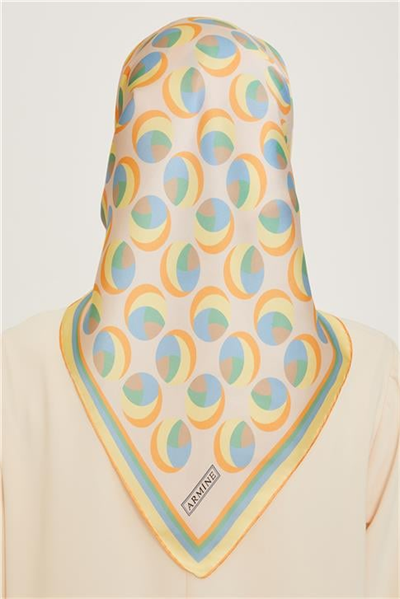Armine Geometrik Desenli Sura Saf İpek Eşarp 9219D 05 54