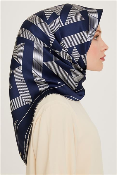 Armine Geometrik Desenli Sura Saf İpek Eşarp 9255 80 82