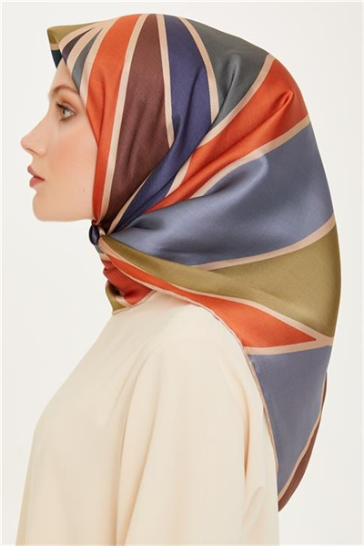 Armine Geometrik Desenli Sura Saf İpek Eşarp 9232D 86