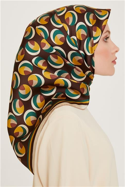 Armine Geometrik Desenli Sura Saf İpek Eşarp 9219D 05 31