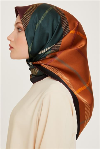 Armine Geometrik Desenli Sura Saf İpek Eşarp 9206D 33