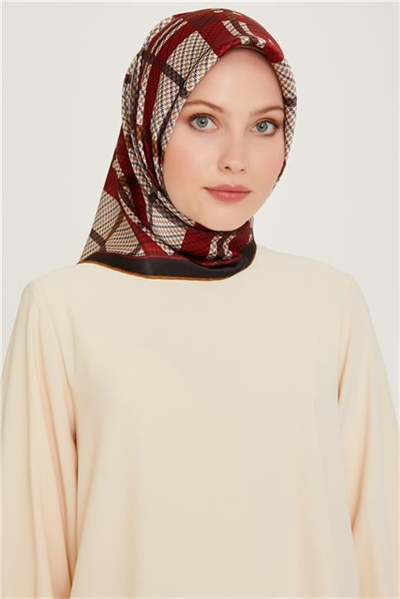 Armine Geometrik Desenli Sura Saf İpek Eşarp 9247D 82