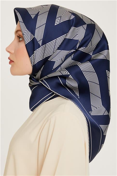 Armine Geometrik Desenli Sura Saf İpek Eşarp 9255D 82