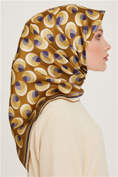 Armine Geometrik Desenli Sura Saf İpek Eşarp 9219D 05 06