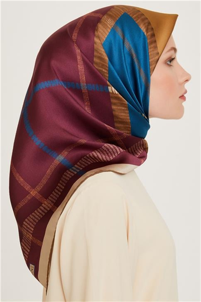 Armine Geometrik Desenli Sura Saf İpek Eşarp 9206D 10