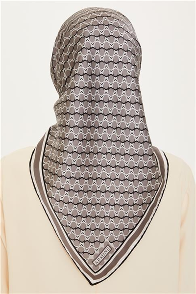 Armine Geometrik Desenli Sura Saf İpek Eşarp 9226D 81 81