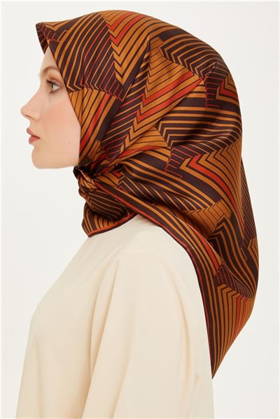 Armine Geometrik Desenli Sura Saf İpek Eşarp 9218D 05