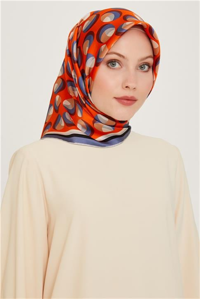 Armine Geometrik Desenli Sura Saf İpek Eşarp 9219D 05 35