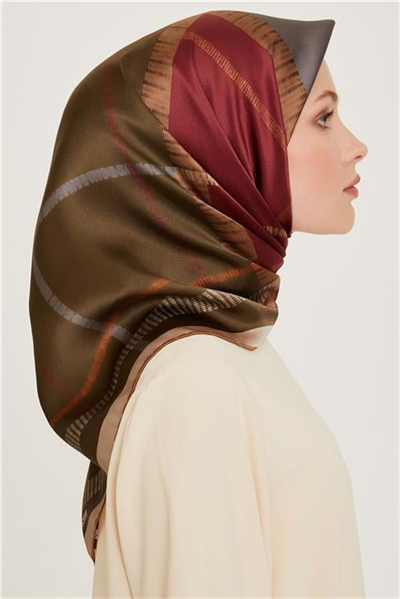 Armine Geometrik Desenli Sura Saf İpek Eşarp 9206D 07
