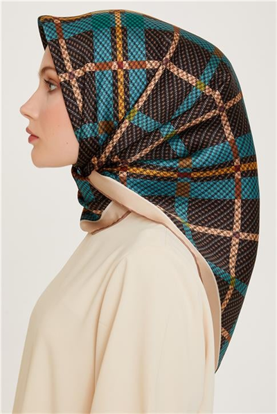 Armine Geometrik Desenli Sura Saf İpek Eşarp 9247D 37