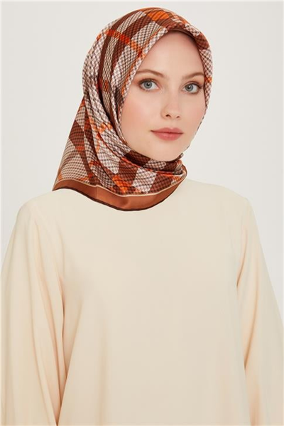 Armine Geometrik Desenli Sura Saf İpek Eşarp 9247D 03