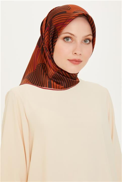 Armine Geometrik Desenli Sura Saf İpek Eşarp 9218D 54
