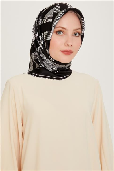 Armine Geometrik Desenli Sura Saf İpek Eşarp 9255 80 80