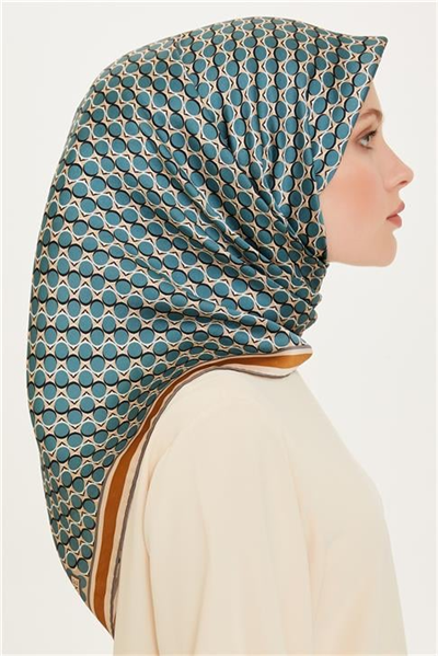 Armine Geometrik Desenli Sura Saf İpek Eşarp 9226D 81 35