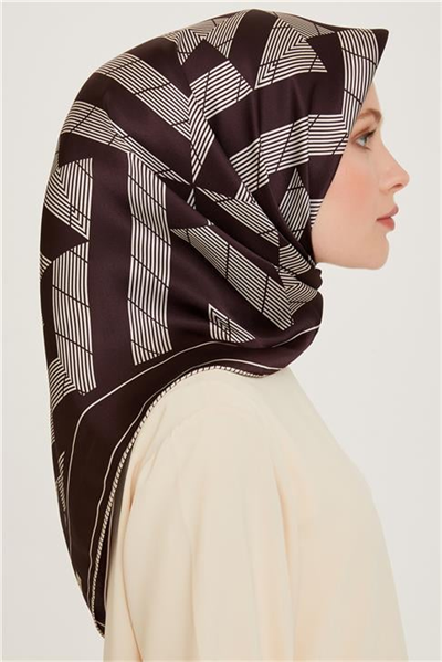 Armine Geometrik Desenli Sura Saf İpek Eşarp 9255D 83