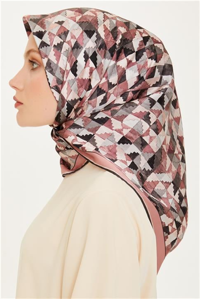 Armine Geometrik Desenli Sura Saf İpek Eşarp 9214D 86