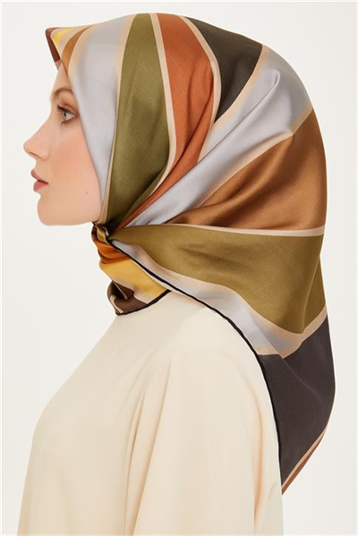 Armine Geometrik Desenli Sura Saf İpek Eşarp 9232D 35