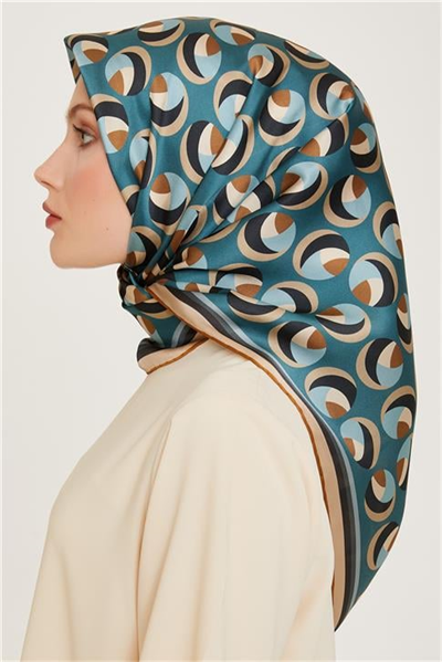 Armine Geometrik Desenli Sura Saf İpek Eşarp 9219D 05 34