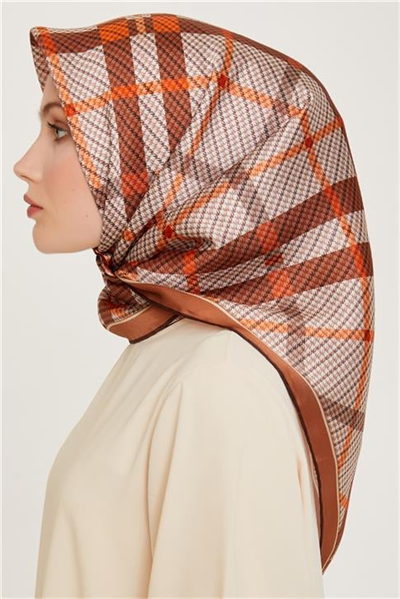Armine Geometrik Desenli Sura Saf İpek Eşarp 9247D 03