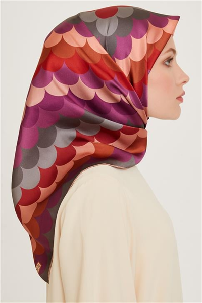 Armine Geometrik Desenli Sura Saf İpek Eşarp 9212D 01