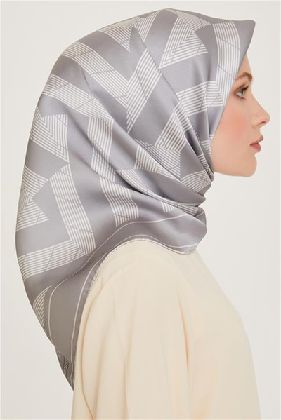 Armine Geometrik Desenli Sura Saf İpek Eşarp 9255D 85