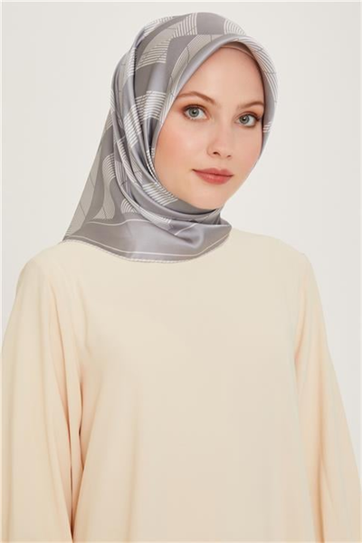 Armine Geometrik Desenli Sura Saf İpek Eşarp 9255D 85