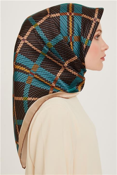 Armine Geometrik Desenli Sura Saf İpek Eşarp 9247D 37