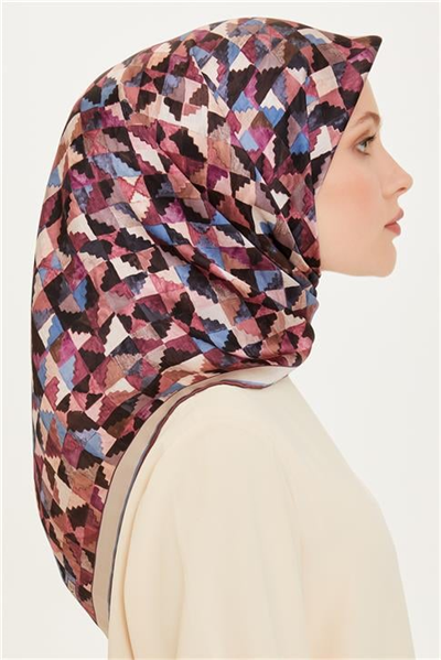 Armine Geometrik Desenli Sura Saf İpek Eşarp 9214D 83