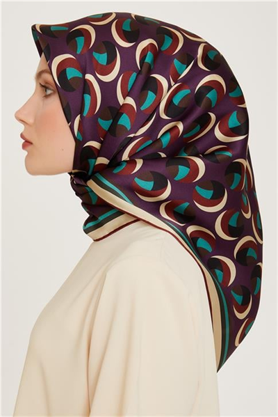 Armine Geometrik Desenli Sura Saf İpek Eşarp 9219D 05 52