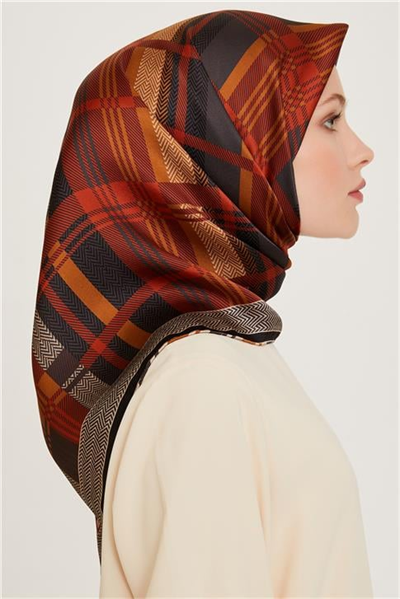 Armine Geometrik Desenli Sura Saf İpek Eşarp 9223D 33 85