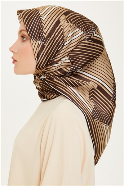 Armine Geometrik Desenli Sura Saf İpek Eşarp 9218D 35