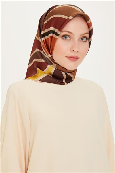 Armine Geometrik Desenli Sura Saf İpek Eşarp 9232D 34