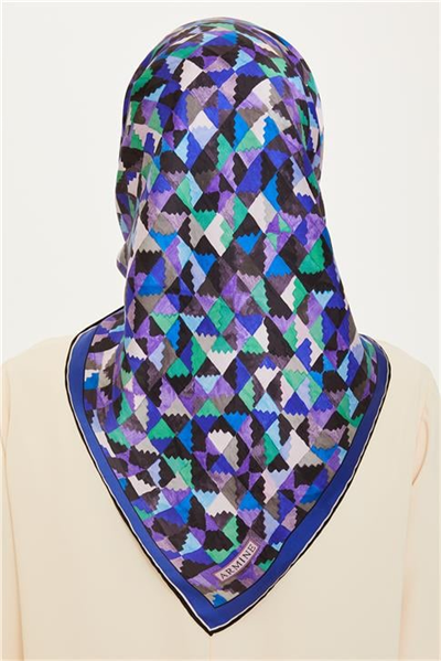 Armine Geometrik Desenli Sura Saf İpek Eşarp 9214D 53