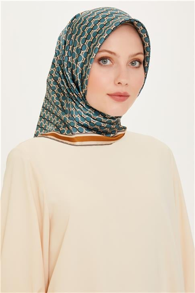 Armine Geometrik Desenli Sura Saf İpek Eşarp 9226D 81 35