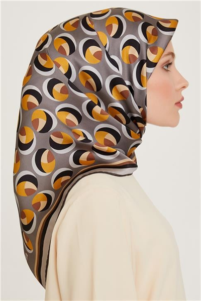 Armine Geometrik Desenli Sura Saf İpek Eşarp 9219D 05 36