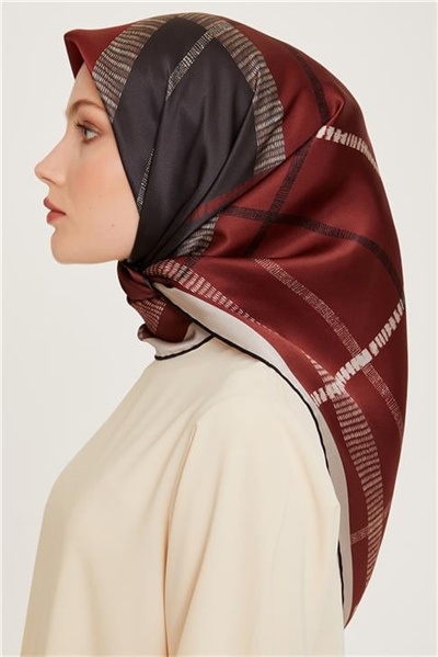 Armine Geometrik Desenli Sura Saf İpek Eşarp 9206D 81