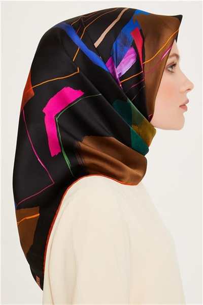 Armine Geometrik Desenli Sura Saf İpek Eşarp 9241D 82 02